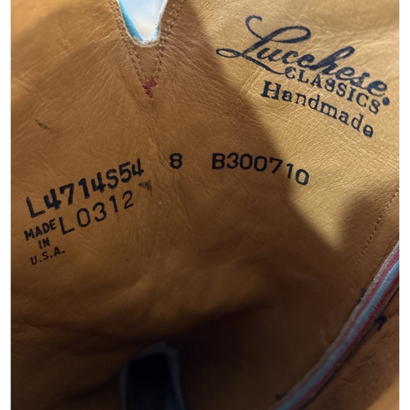 Lucchese Classic Western Cowboy Boots Size 8 Red Embroidered Floral Handmade USA - Picture 8 of 12